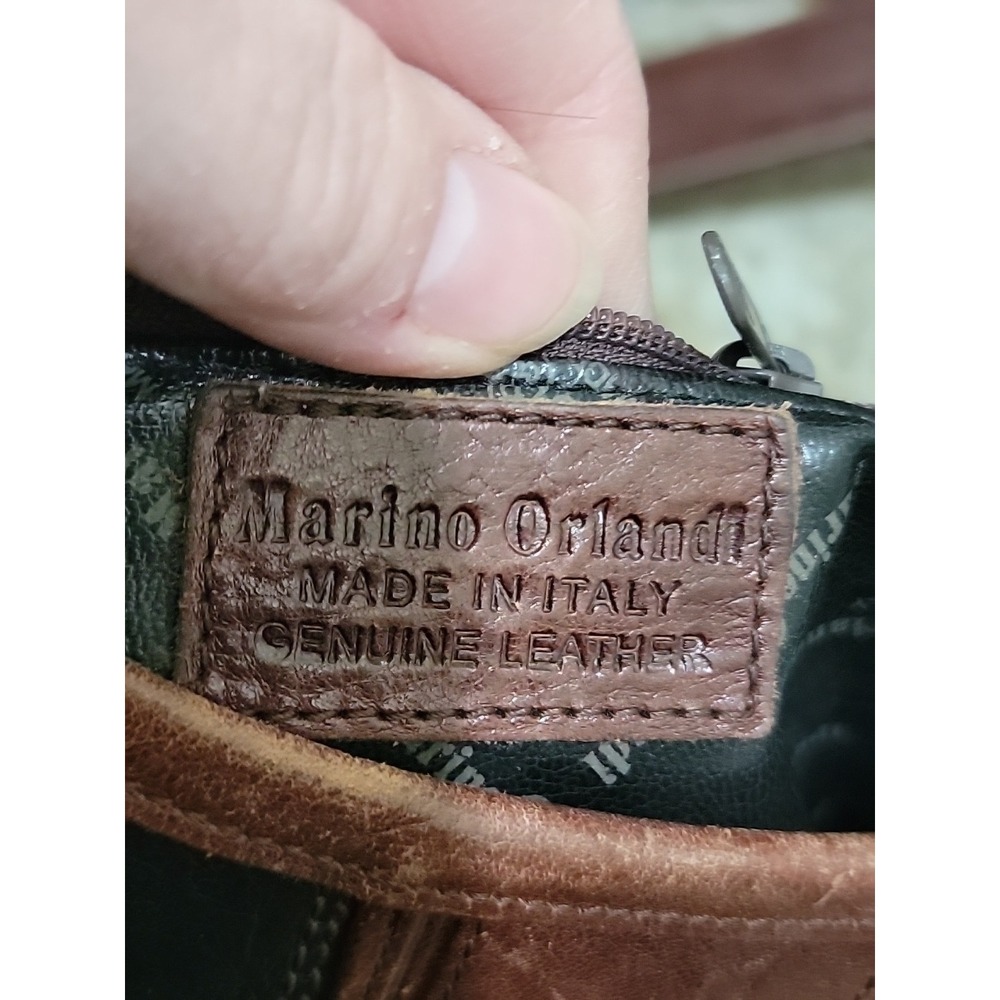 MARINO ORLANDI Italy Beautiful Black And Brown Leather Shoulder Hobo Bag - Picture 12 of 12